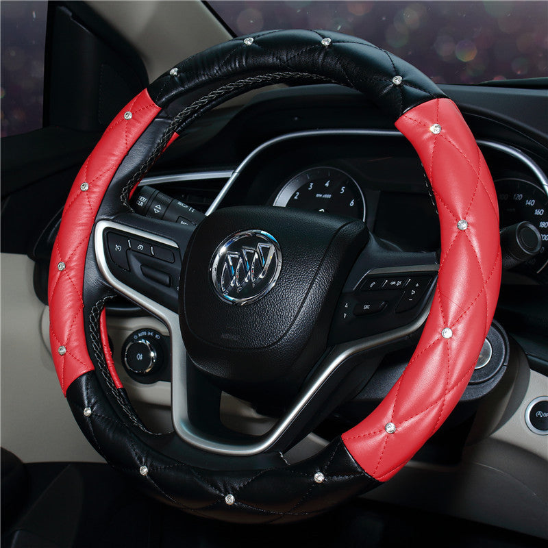 Wholesale Faux Leather Diamond Car Steering Wheel Cover